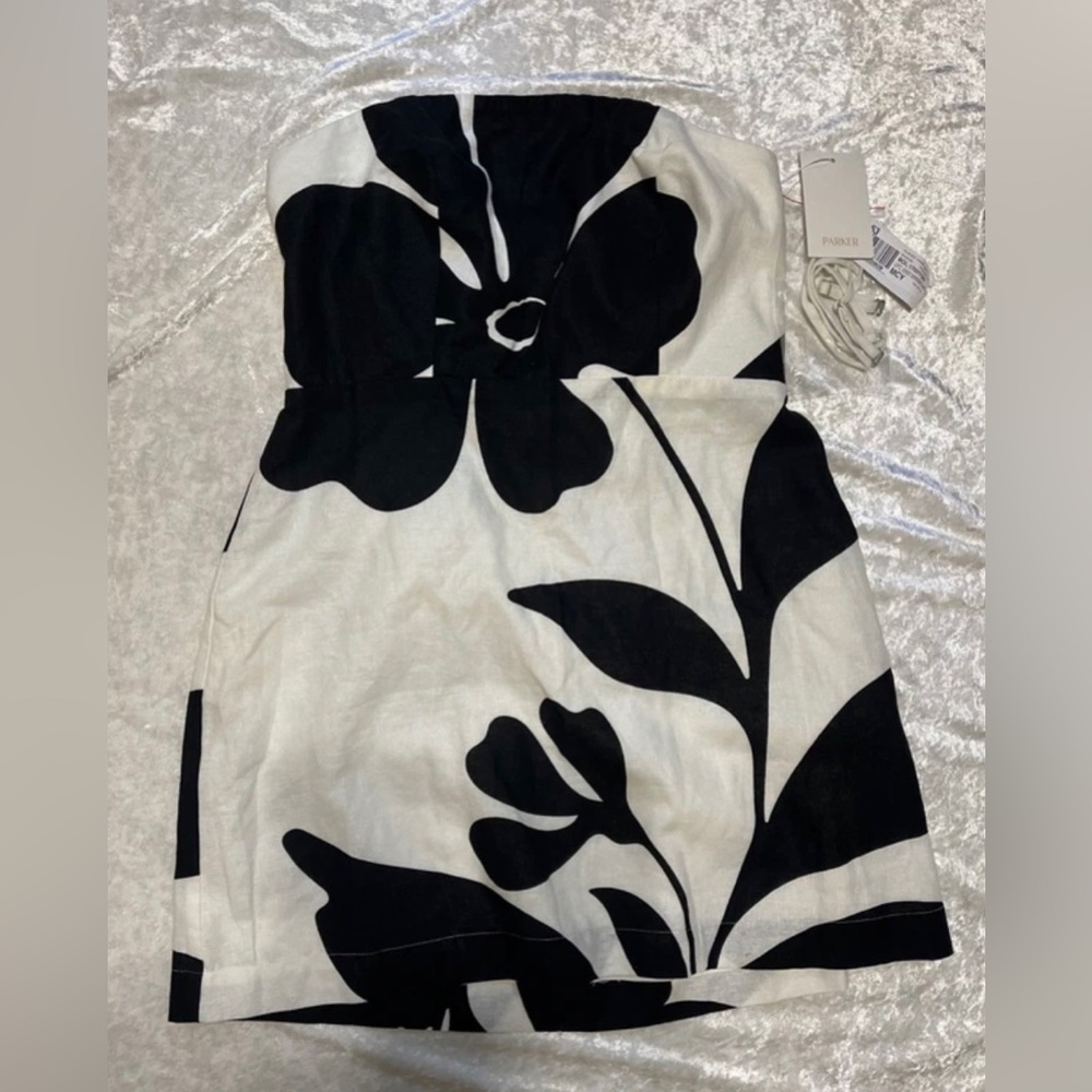 Parker Black and white floral Dress with Removable Strap